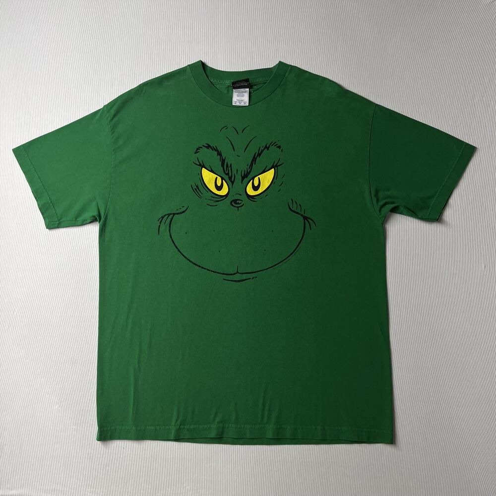 Vintage Dr. Seuss Shirt Mens XL Green Grinch Christmas Face Graphic Tee 2001